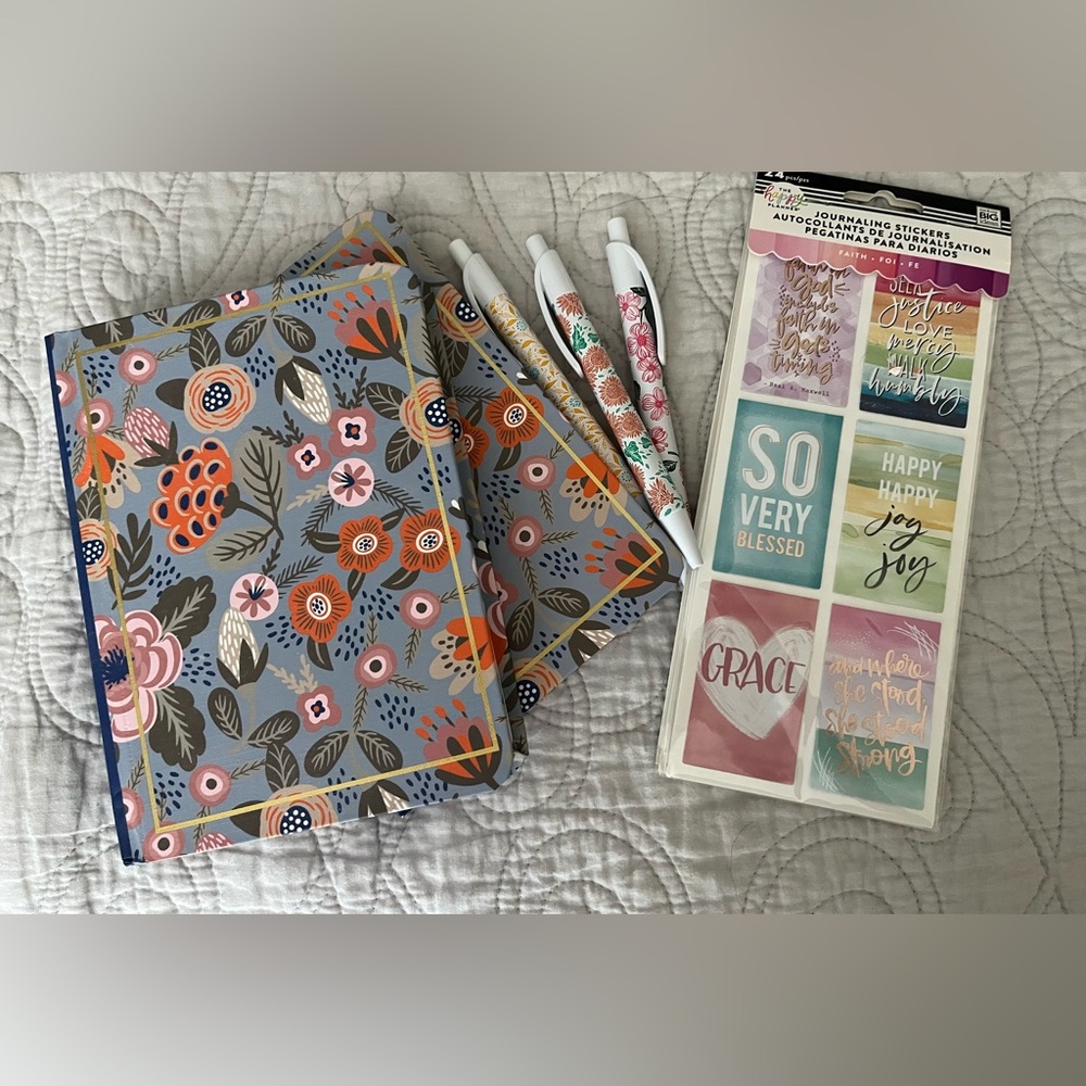 Hardcover Journals and Pen Set with Inspirational Stickers